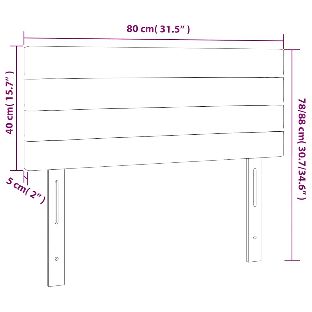 sengegavl med LED-lys 80x5x78/88 cm velour mørkeblå