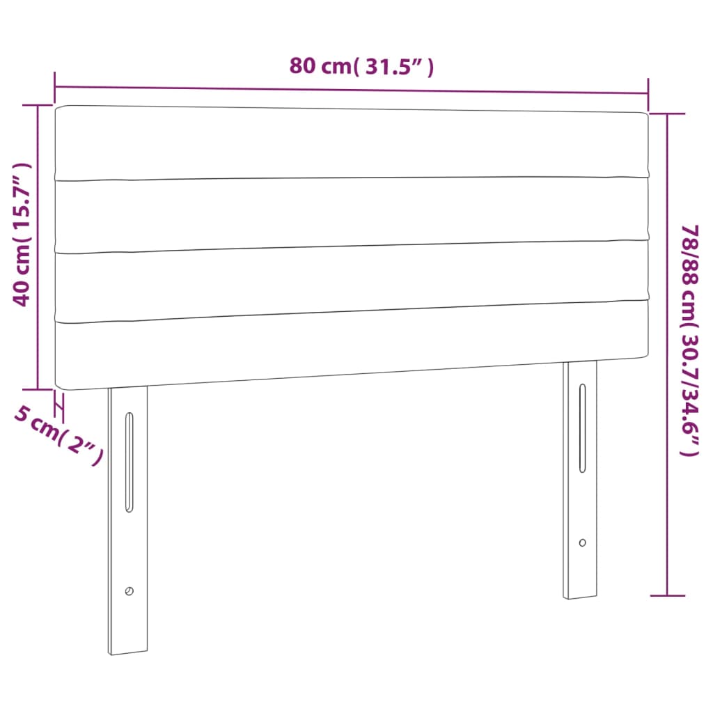 sengegavl med LED-lys 80x5x78/88 cm velour lyserød