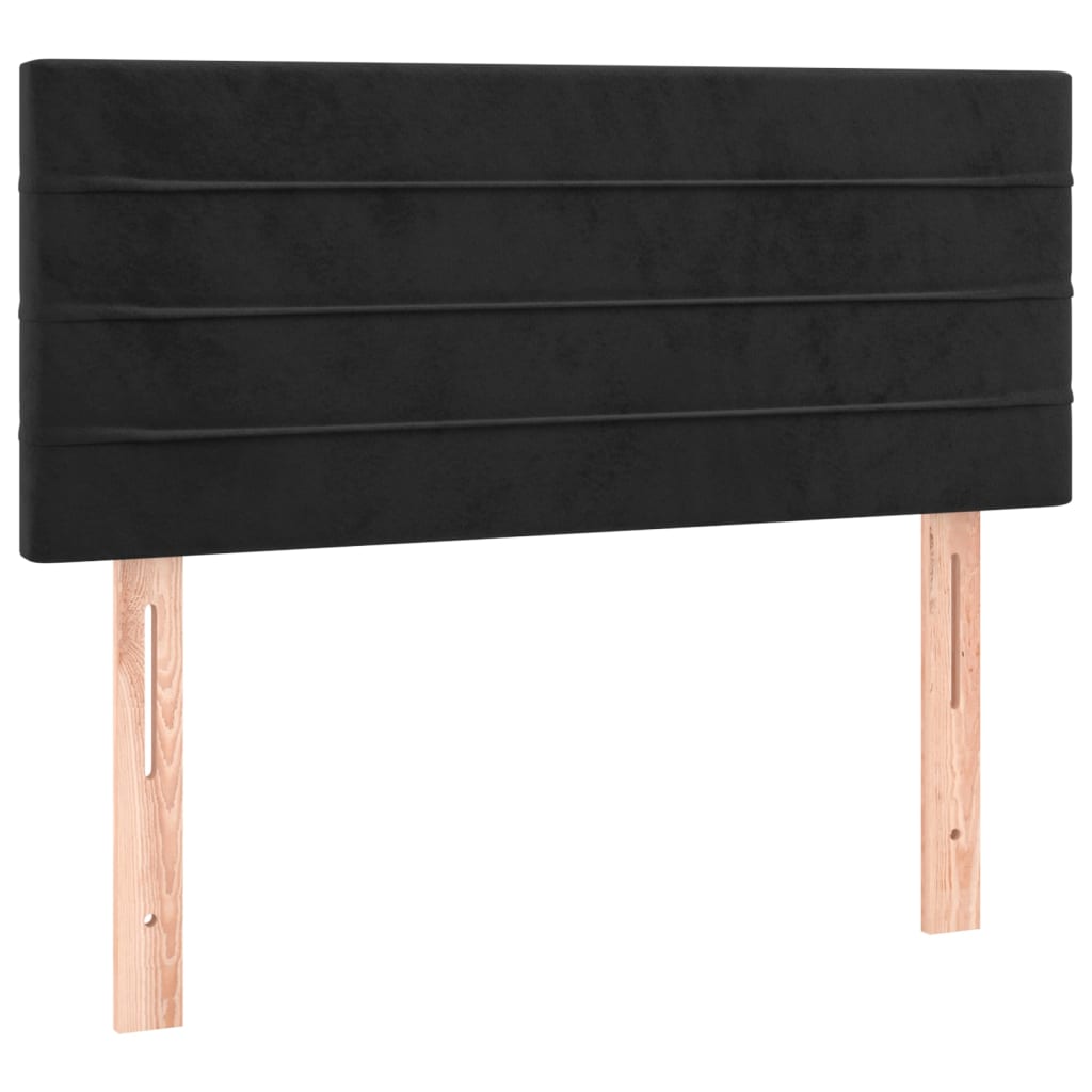 sengegavl med LED-lys 90x5x78/88 cm fløjl sort