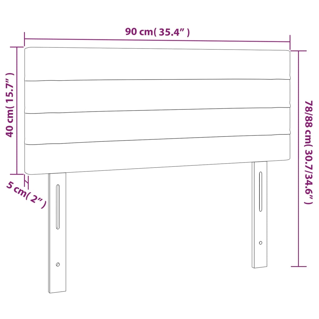 sengegavl med LED-lys 90x5x78/88 cm fløjl sort