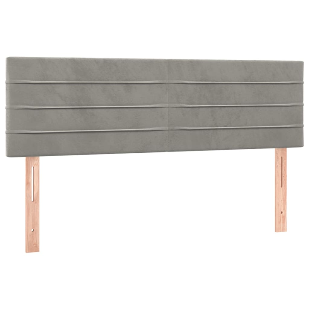 sengegavl med LED-lys 144x5x78/88 cm fløjl lysegrå