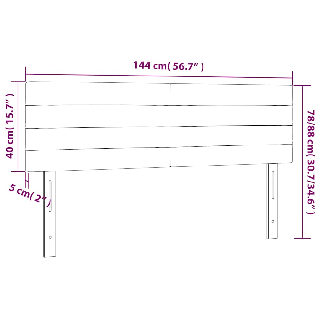 sengegavl med LED-lys 144x5x78/88 cm fløjl mørkegrøn