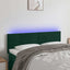 sengegavl med LED-lys 144x5x78/88 cm fløjl mørkegrøn