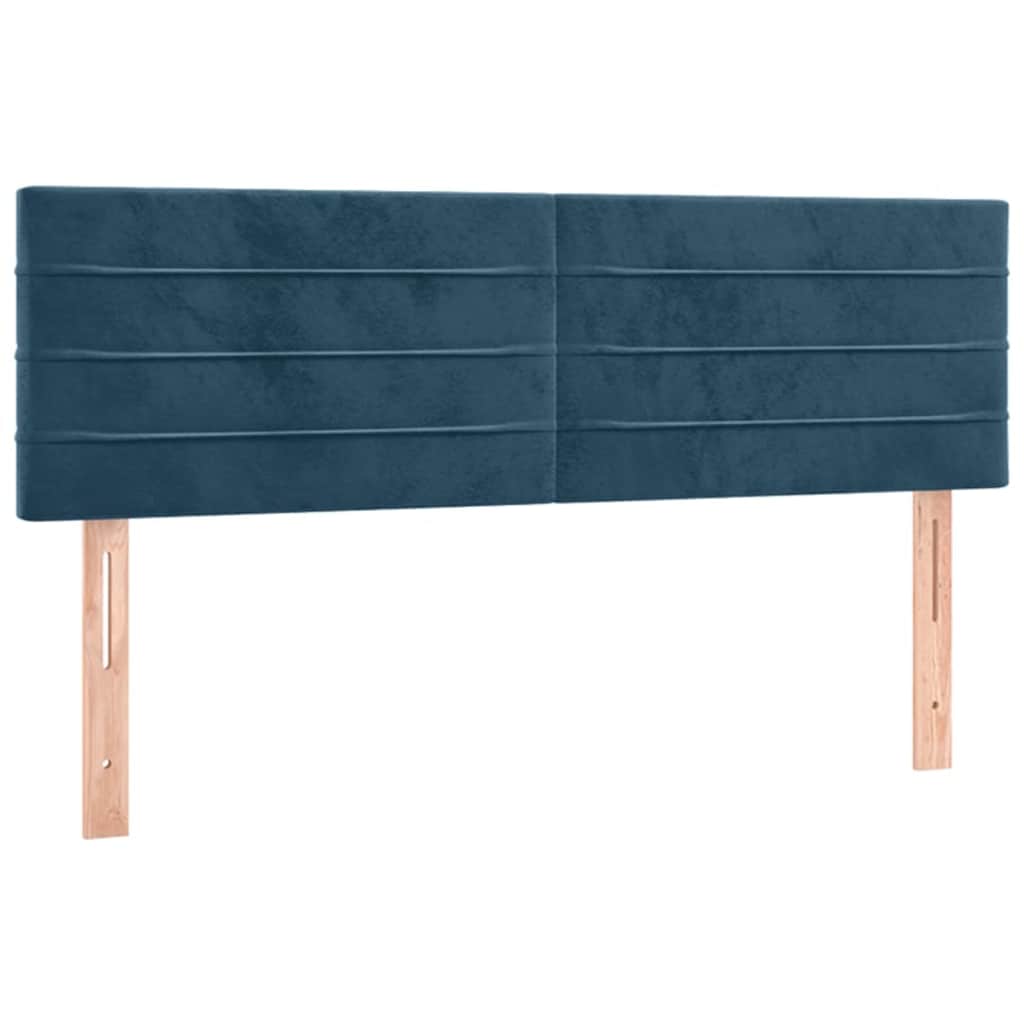 sengegavl med LED-lys 144x5x78/88 cm fløjl mørkeblå