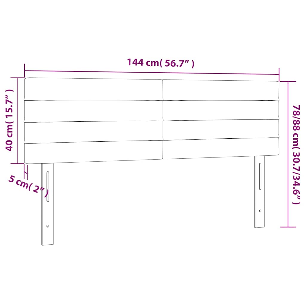 sengegavl med LED-lys 144x5x78/88 cm fløjl mørkeblå