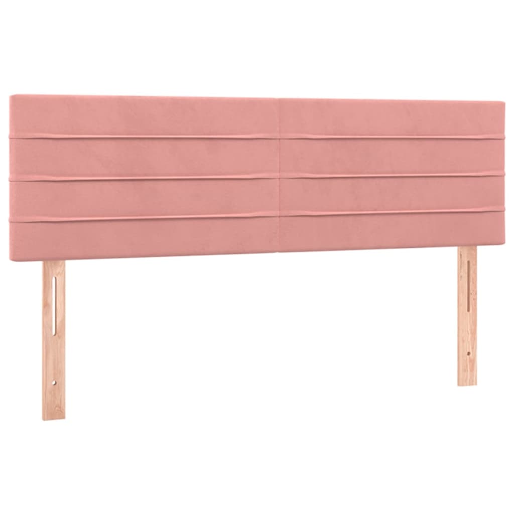 sengegavl med LED-lys 144x5x78/88 cm fløjl lyserød