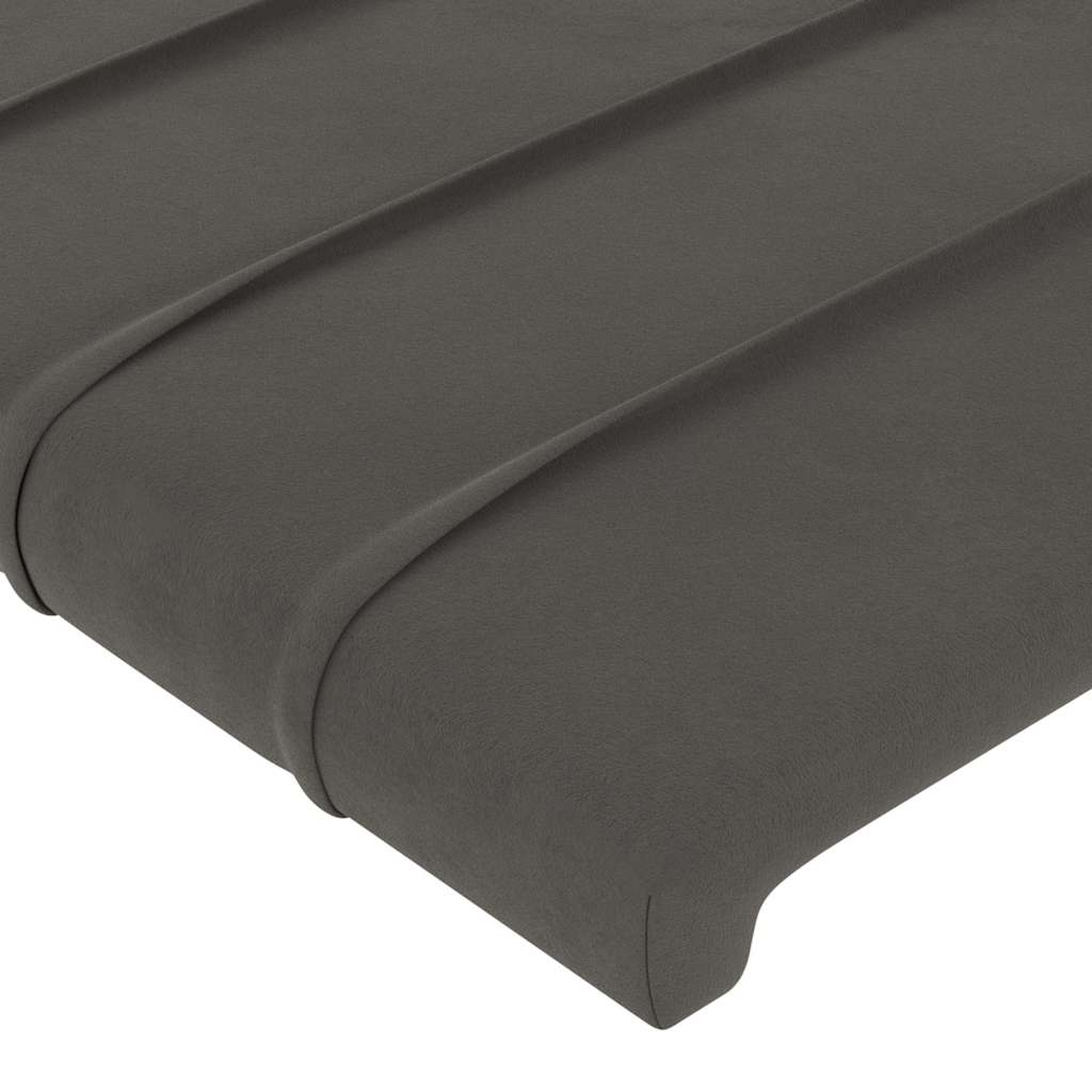 sengegavl med LED-lys 160x5x78/88 cm velour mørkegrå