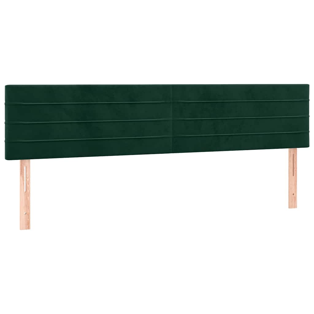 sengegavl med LED-lys 160x5x78/88 cm fløjl mørkegrøn