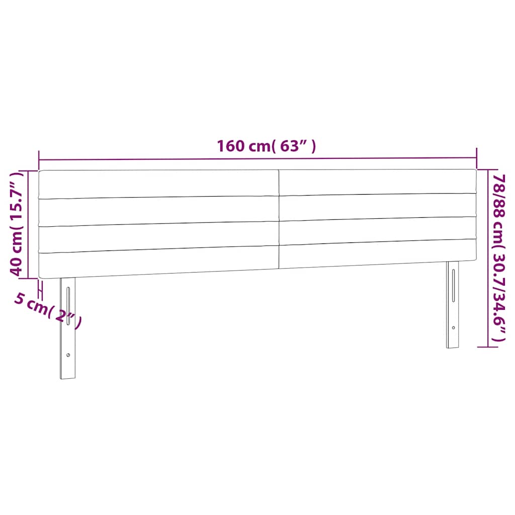 sengegavl med LED-lys 160x5x78/88 cm fløjl mørkeblå