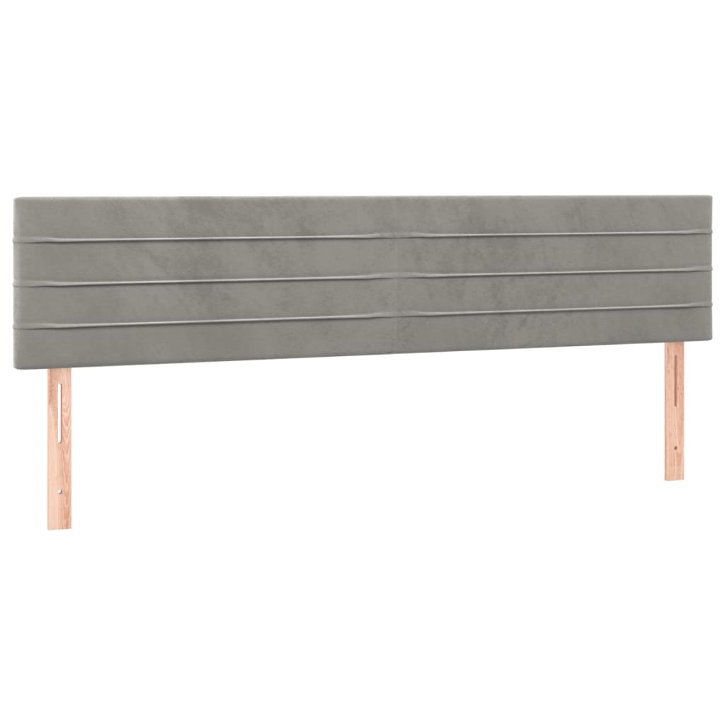 sengegavl med LED-lys 180x5x78/88 cm velour lysegrå