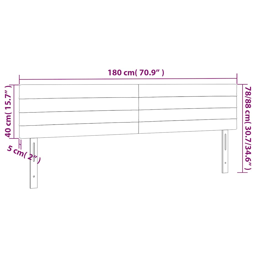 sengegavl med LED-lys 180x5x78/88 cm fløjl mørkeblå