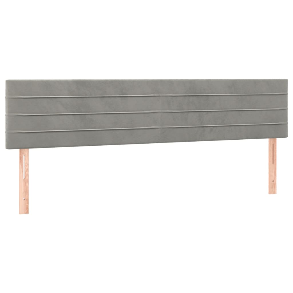 sengegavl med LED-lys 200x5x78/88 cm fløjl lysegrå