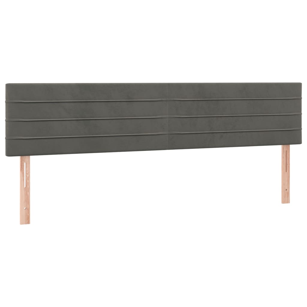 sengegavl med LED-lys 200x5x78/88 cm velour mørkegrå