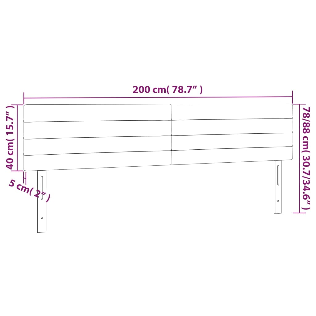 sengegavl med LED-lys 200x5x78/88 cm velour mørkegrå