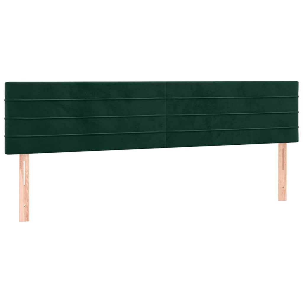 sengegavl med LED-lys 200x5x78/88 cm fløjl mørkegrøn