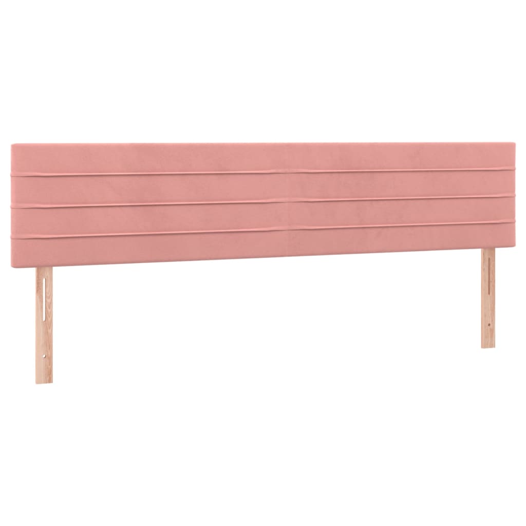 sengegavl med LED-lys 200x5x78/88 cm velour lyserød