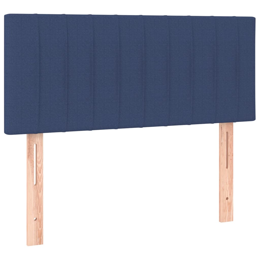 sengegavl med LED-lys 80x5x78/88 cm stof blå