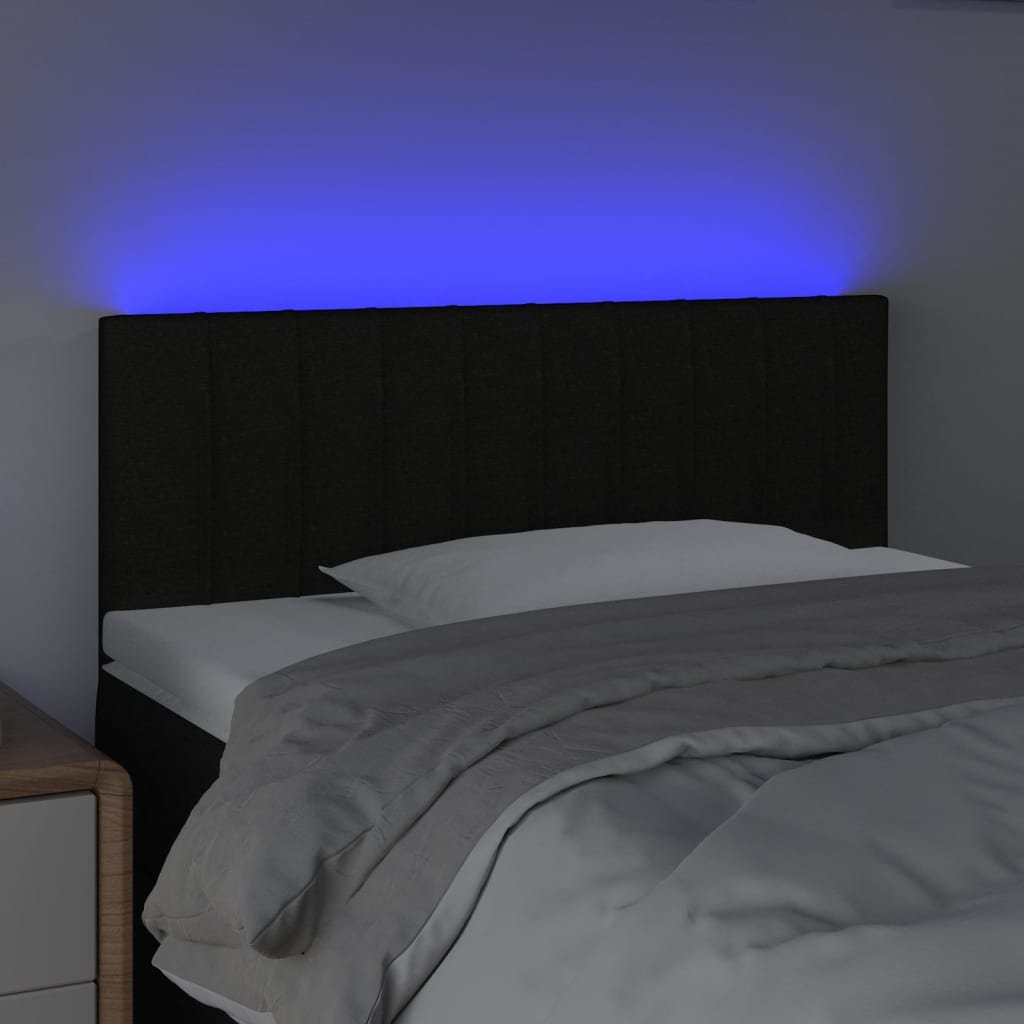 sengegavl med LED-lys 90x5x78/88 cm stof sort
