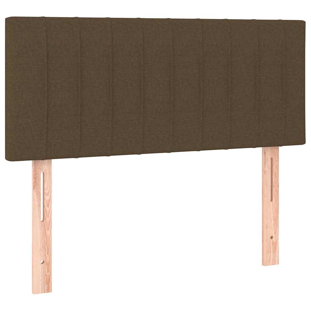 sengegavl med LED-lys 90x5x78/88 cm stof mørkebrun