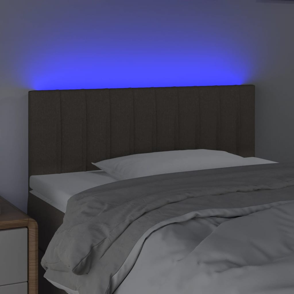 sengegavl med LED-lys 90x5x78/88 cm stof gråbrun