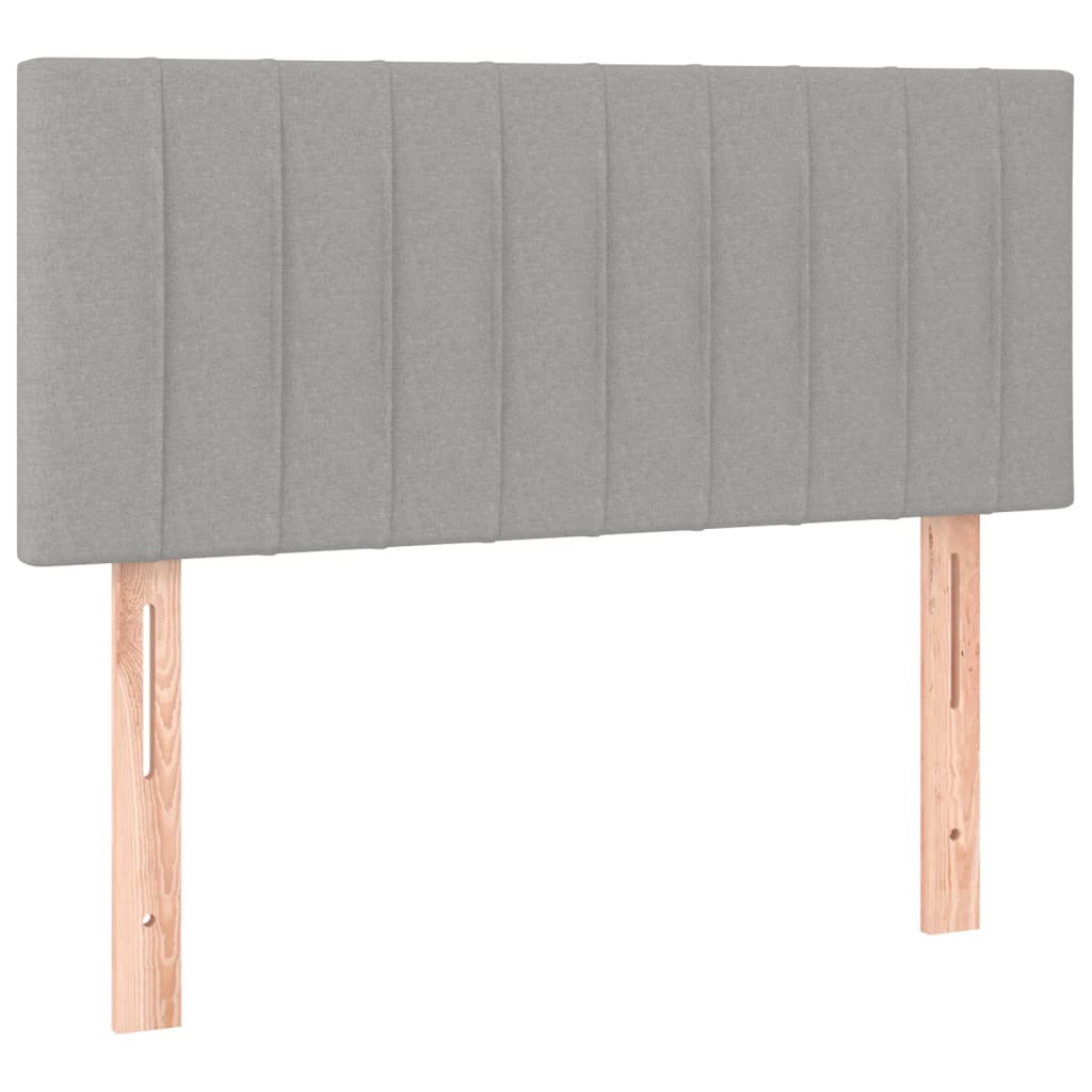 sengegavl med LED-lys 100x5x78/88 cm stof lysegrå