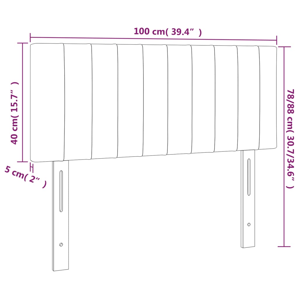 sengegavl med LED-lys 100x5x78/88 cm stof sort