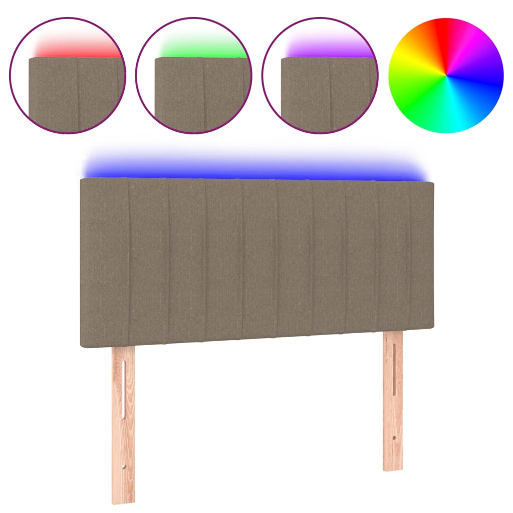 sengegavl med LED-lys 100x5x78/88 cm stof gråbrun
