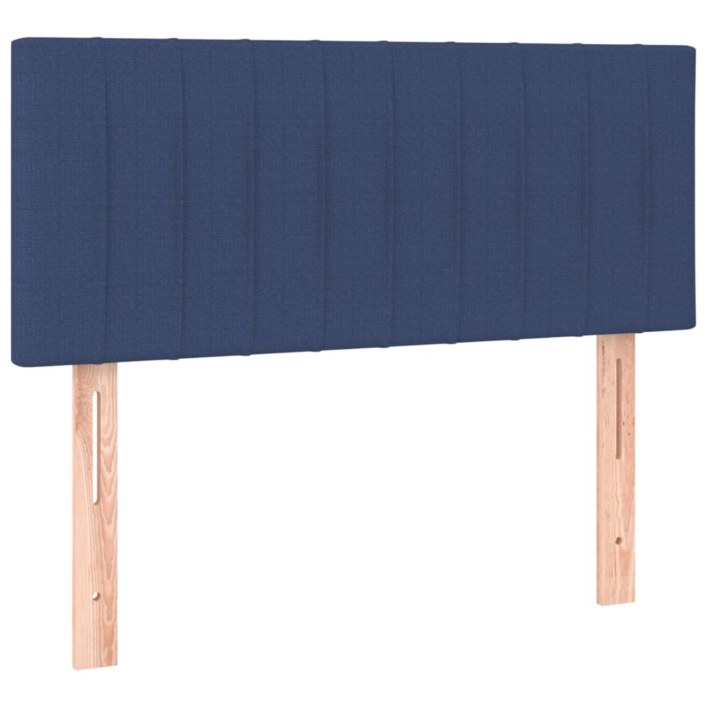 sengegavl med LED-lys 100x5x78/88 cm stof blå