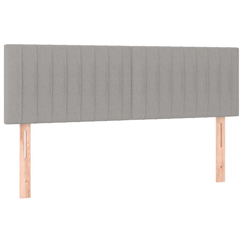 sengegavl med LED-lys 144x5x78/88 cm stof lysegrå