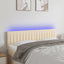 sengegavl med LED-lys 144x5x78/88 cm stof cremefarvet