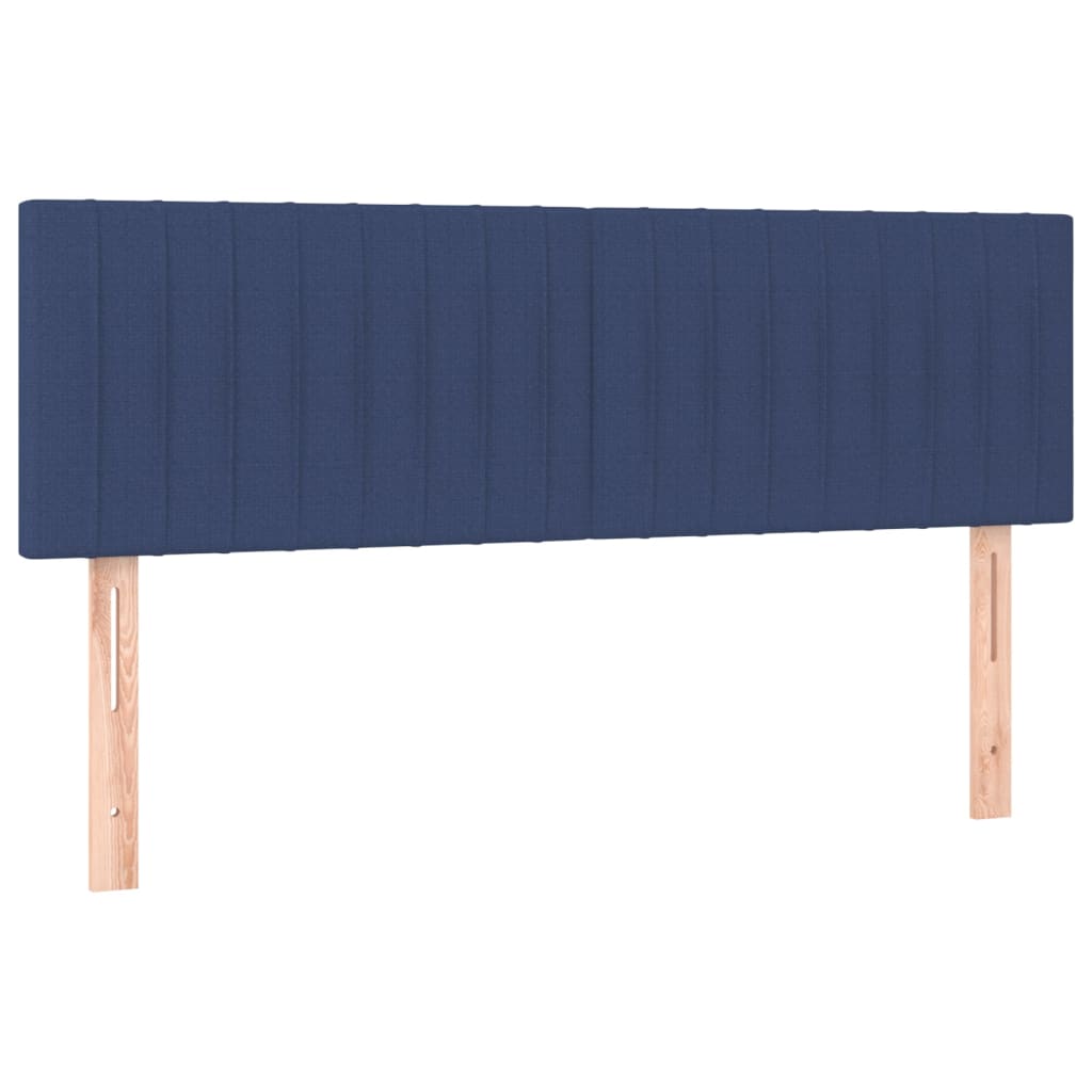 sengegavl med LED-lys 144x5x78/88 cm stof blå