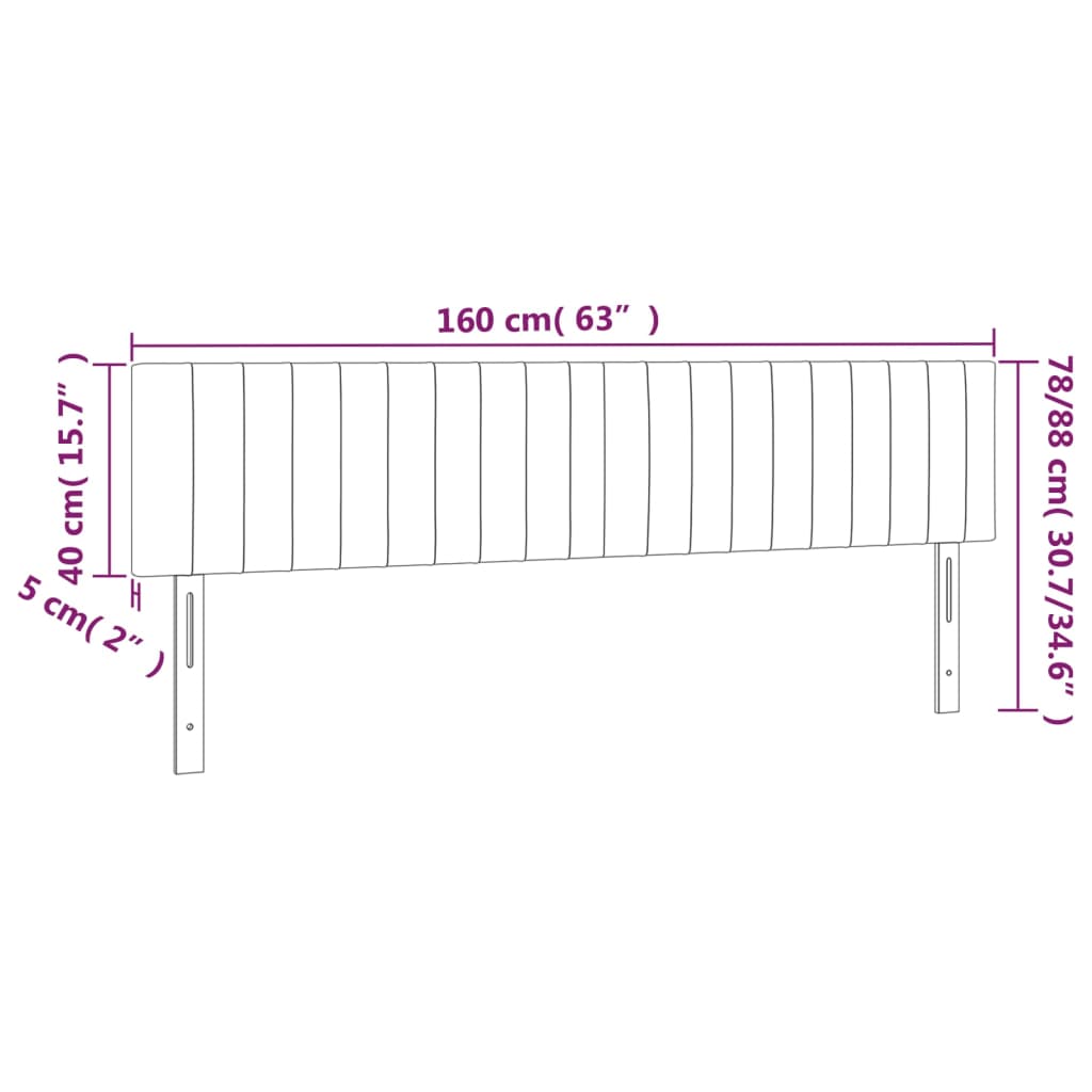 sengegavl med LED-lys 160x5x78/88 cm stof mørkegrå