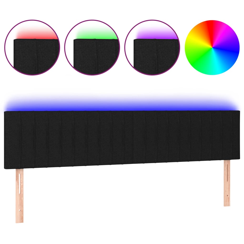 sengegavl med LED-lys 160x5x78/88 cm stof sort