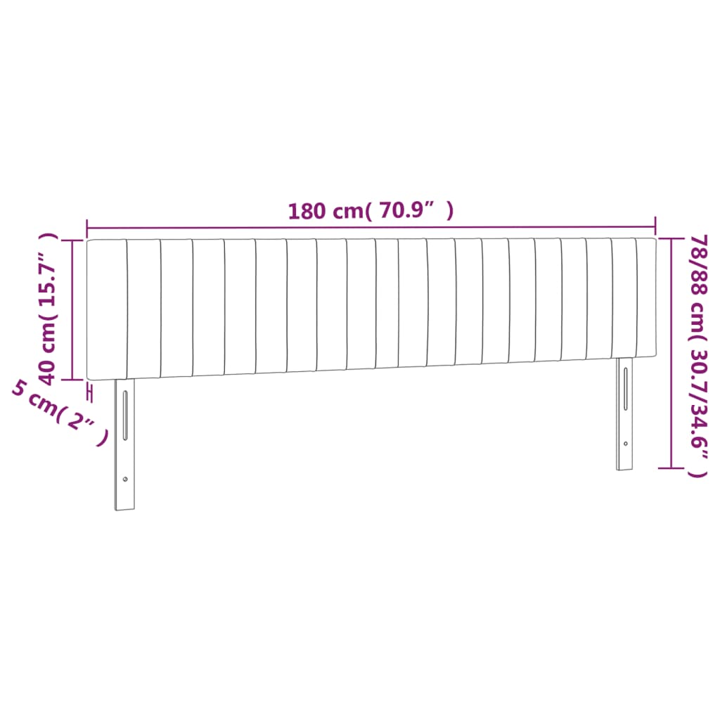 sengegavl med LED-lys 180x5x78/88 cm stof gråbrun