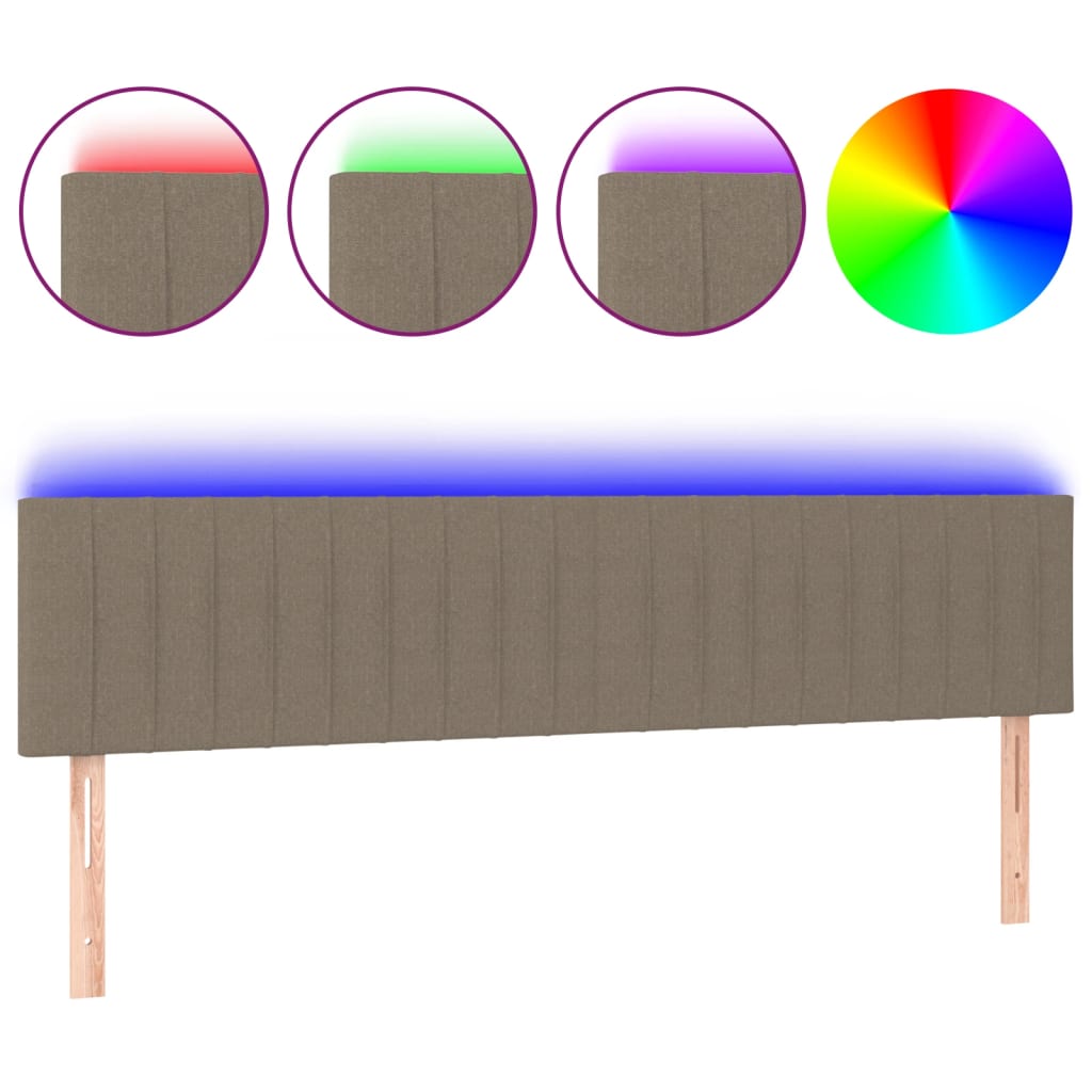 sengegavl med LED-lys 200x5x78/88 cm stof gråbrun