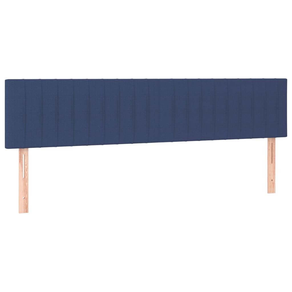sengegavl med LED-lys 200x5x78/88 cm stof blå