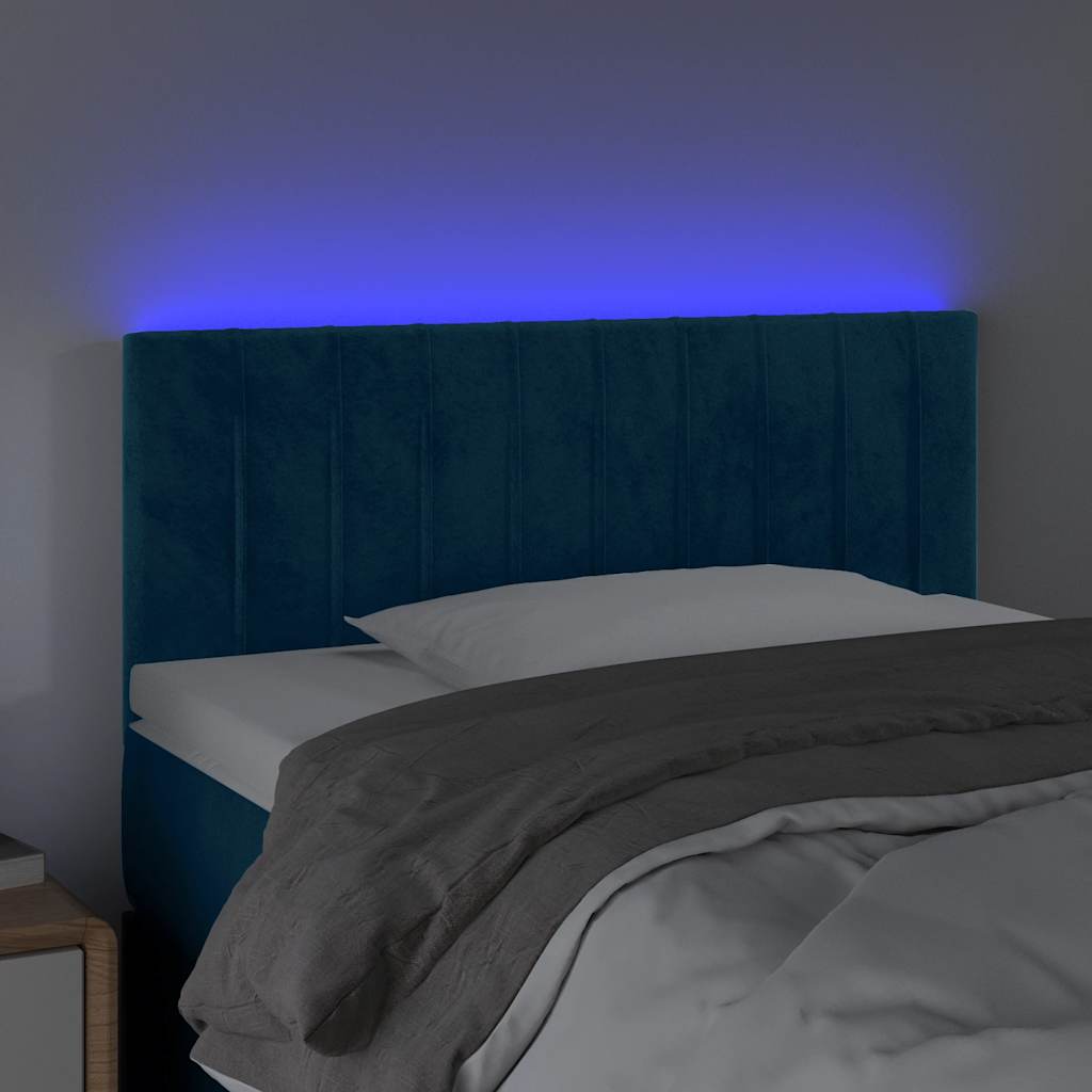 sengegavl med LED-lys 80x5x78/88 cm velour mørkeblå