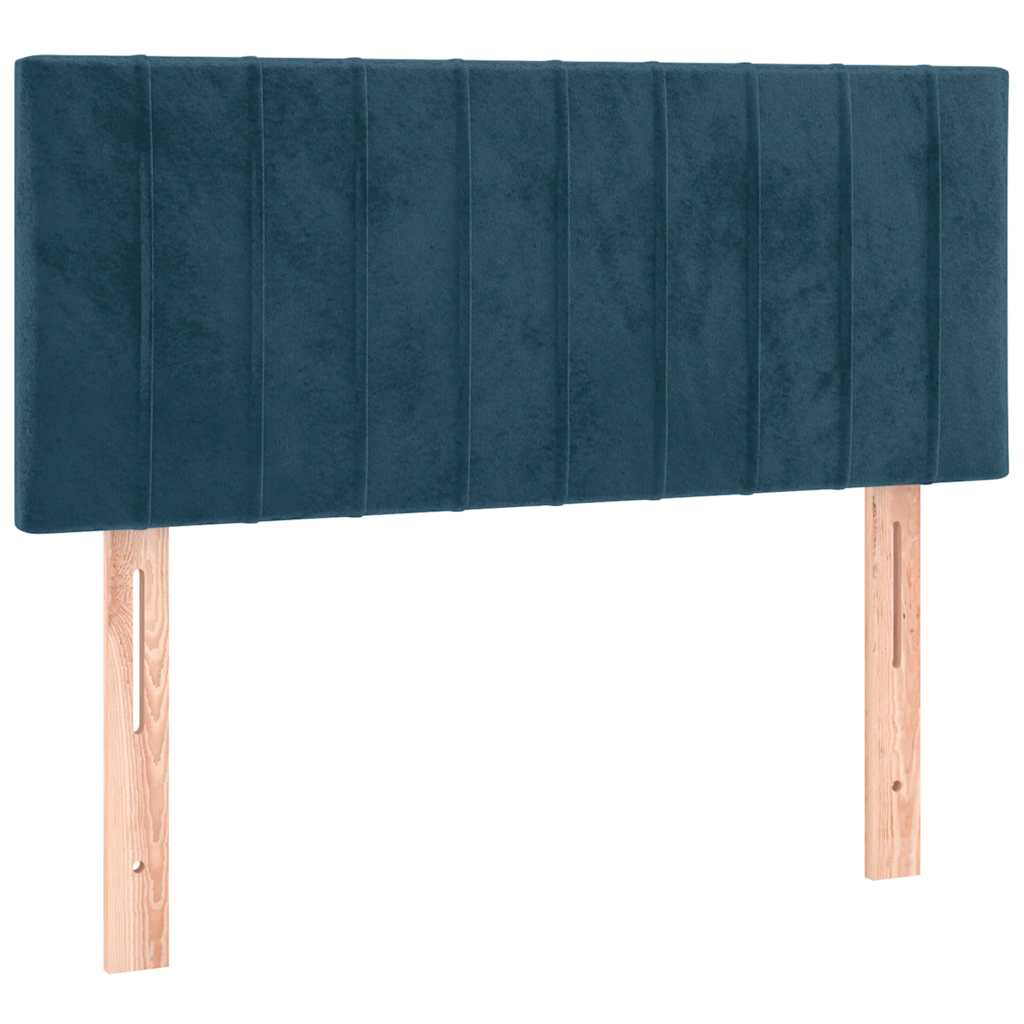 sengegavl med LED-lys 80x5x78/88 cm velour mørkeblå