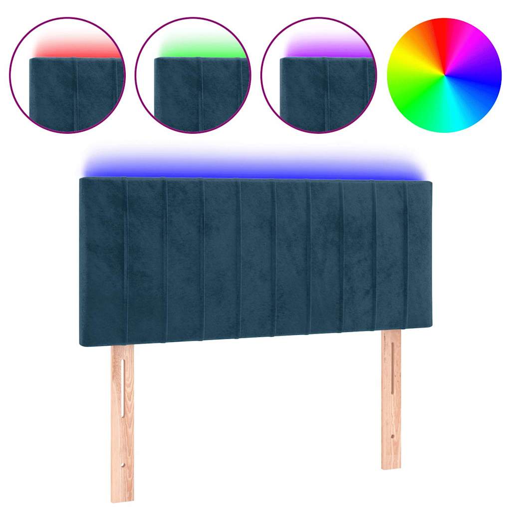 sengegavl med LED-lys 90x5x78/88 cm fløjl mørkeblå