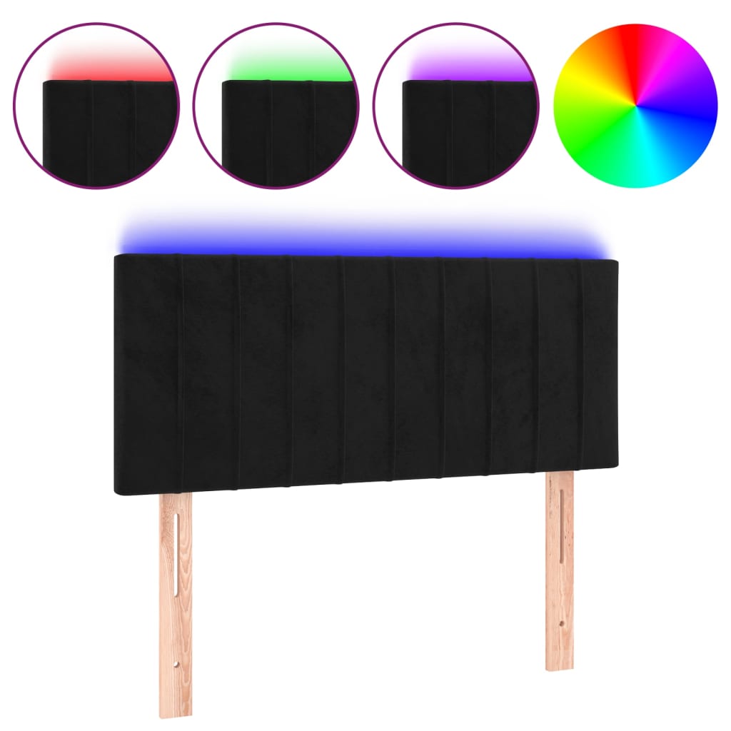 sengegavl med LED-lys 100x5x78/88 cm fløjl sort