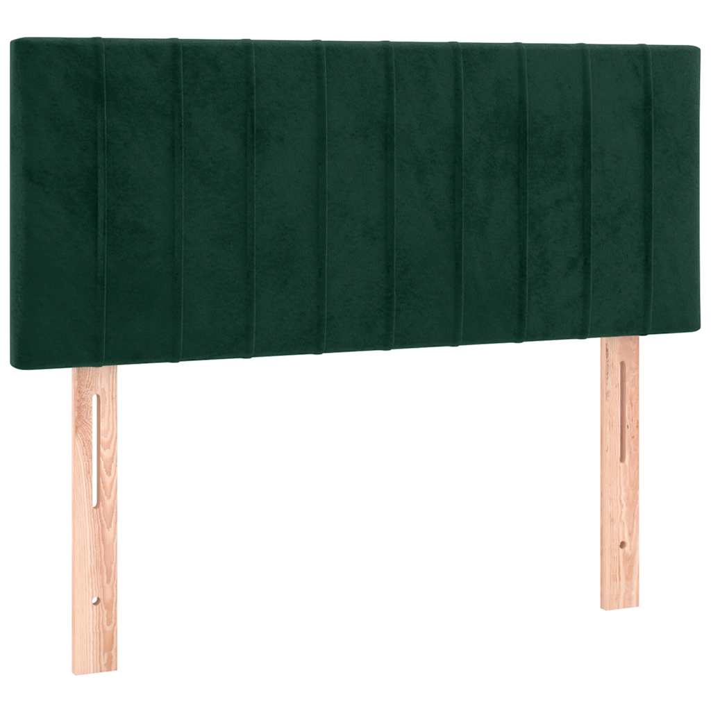 sengegavl med LED-lys 100x5x78/88 cm fløjl mørkegrøn
