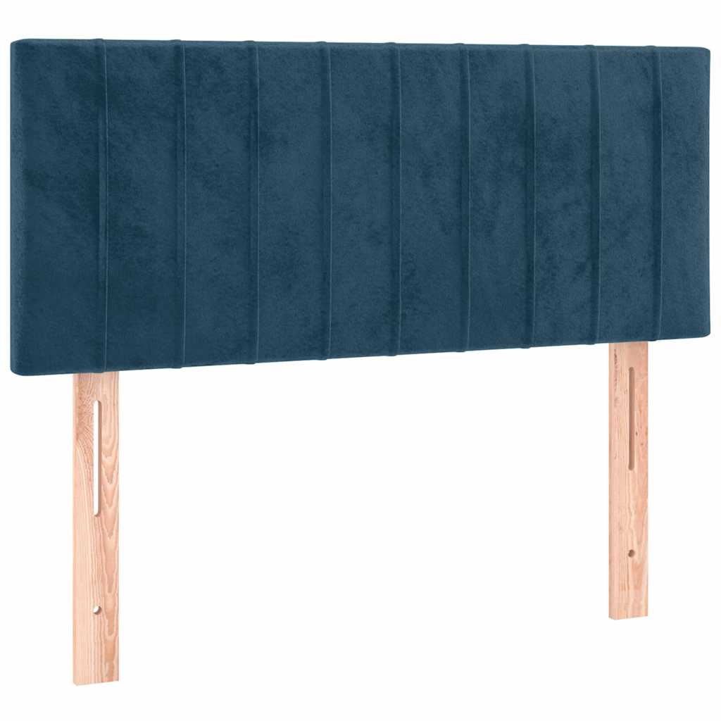 sengegavl med LED-lys 100x5x78/88 cm fløjl mørkeblå