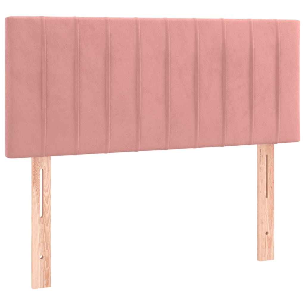 sengegavl med LED-lys 100x5x78/88 cm fløjl lyserød