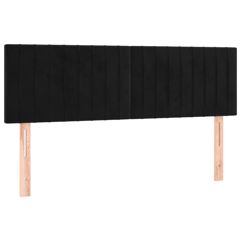 sengegavl med LED-lys 144x5x78/88 cm fløjl sort
