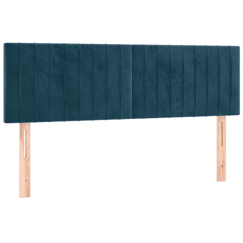 sengegavl med LED-lys 144x5x78/88 cm fløjl mørkeblå