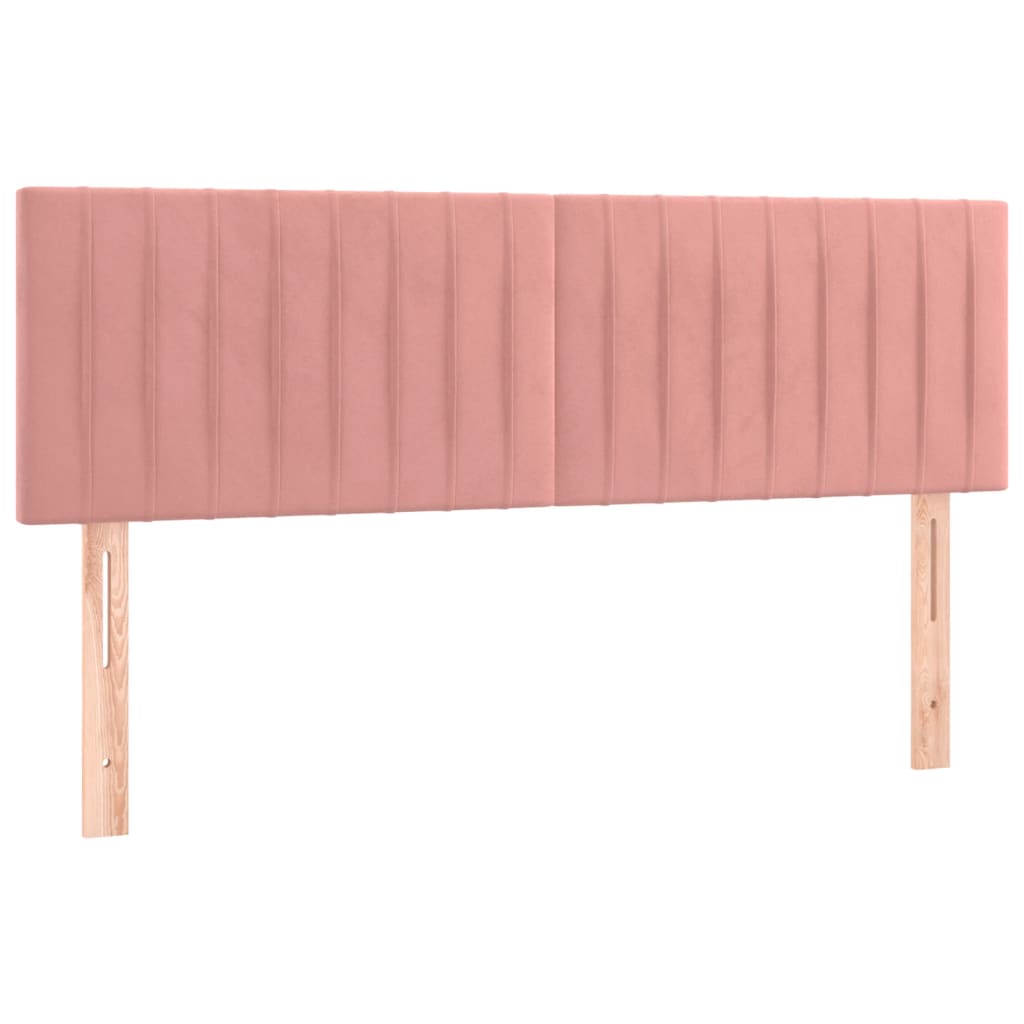 sengegavl med LED-lys 144x5x78/88 cm fløjl lyserød