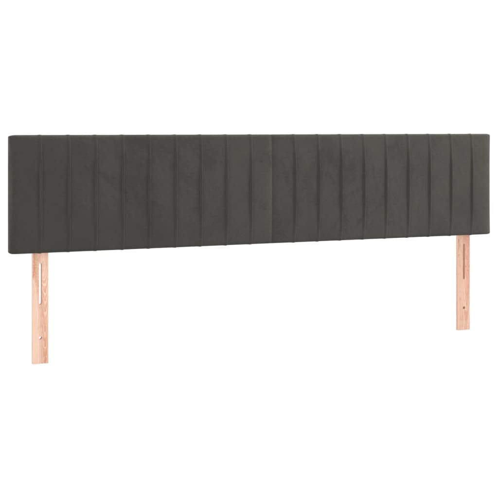 sengegavl med LED-lys 160x5x78/88 cm velour mørkegrå