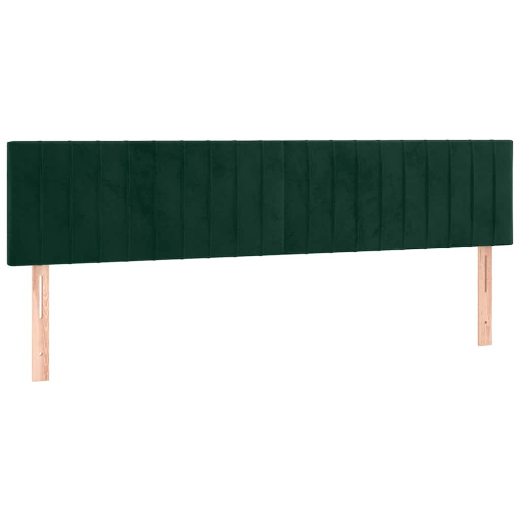 sengegavl med LED-lys 160x5x78/88 cm fløjl mørkegrøn
