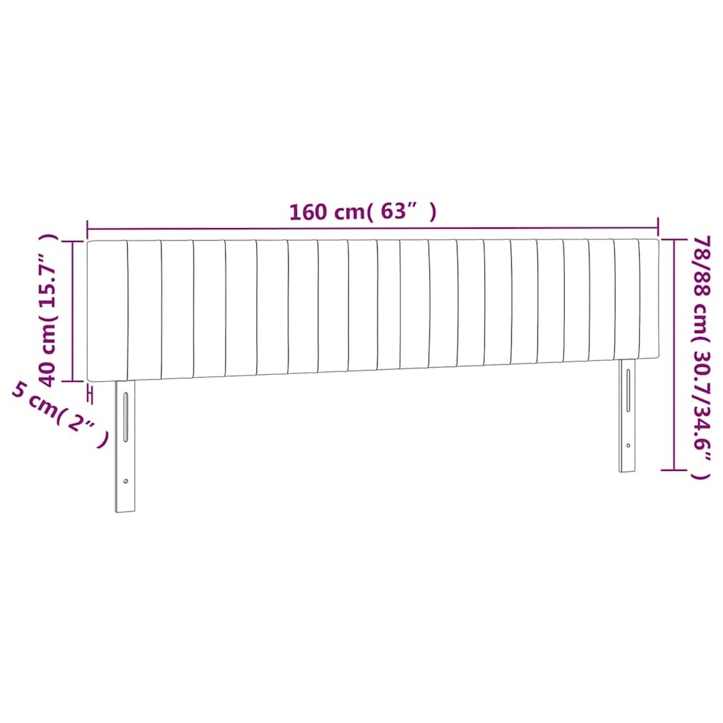 sengegavl med LED-lys 160x5x78/88 cm fløjl mørkeblå