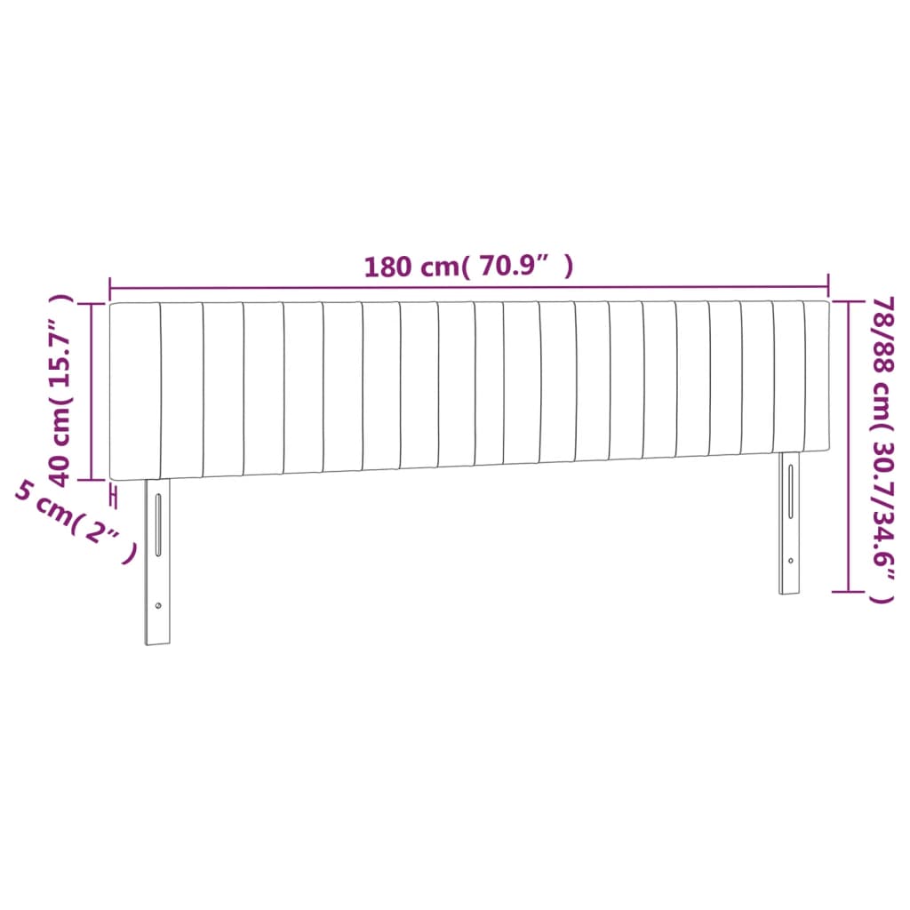 sengegavl med LED-lys 180x5x78/88 cm velour lysegrå